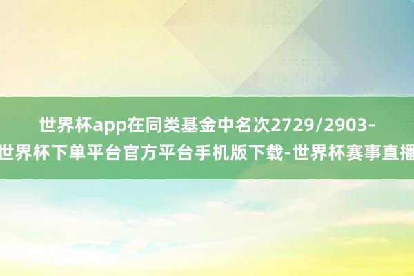 世界杯app在同类基金中名次2729/2903-世界杯下单平台官方平台手机版下载-世界杯赛事直播