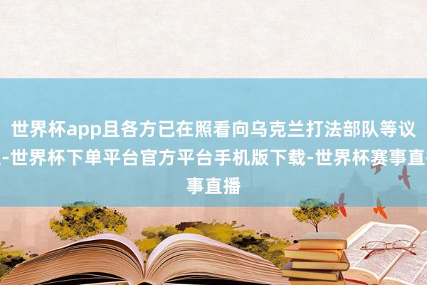 世界杯app且各方已在照看向乌克兰打法部队等议题-世界杯下单平台官方平台手机版下载-世界杯赛事直播