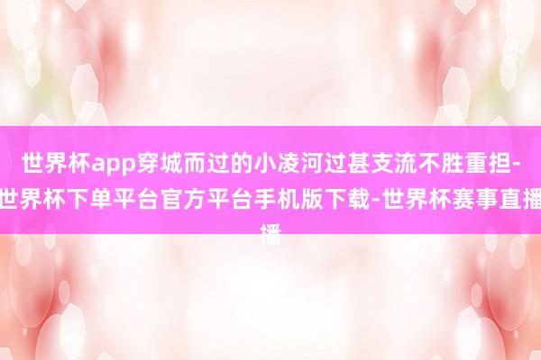 世界杯app穿城而过的小凌河过甚支流不胜重担-世界杯下单平台官方平台手机版下载-世界杯赛事直播