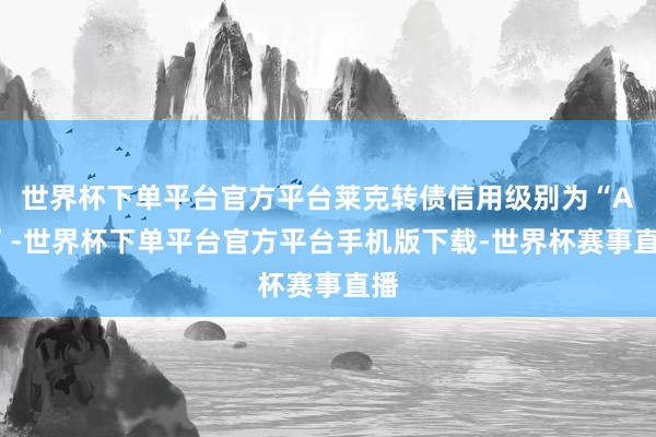世界杯下单平台官方平台莱克转债信用级别为“AA”-世界杯下单平台官方平台手机版下载-世界杯赛事直播